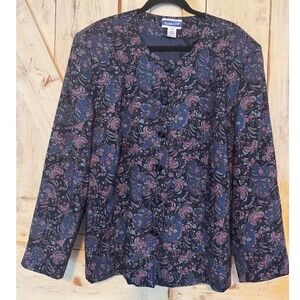 Pendleton Vintage Floral Paisley Built In Shoulder Pad Button Down Blouse Sz 20